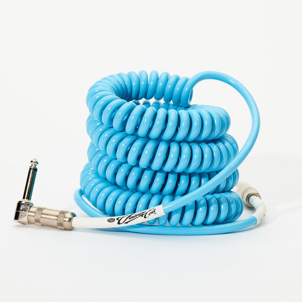 Voltage Cable Co. Vintage Coil Instrument Cable 25' Straight - Right Angle Electric Blue Accessories / Cables