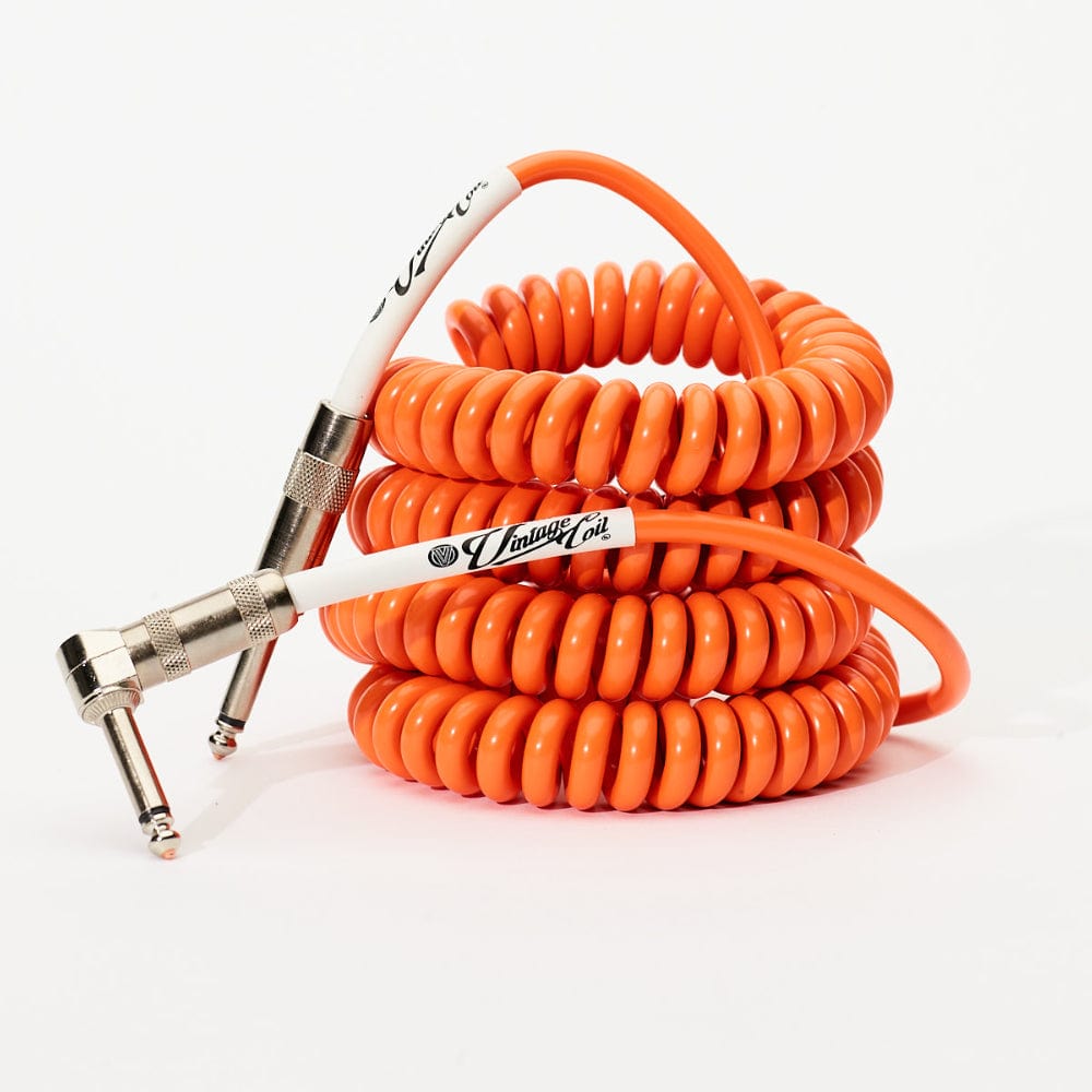 Voltage Cable Co. Vintage Coil Instrument Cable 25' Straight - Right Angle Orange Accessories / Cables