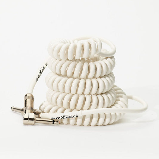 Voltage Cable Co. Vintage Coil Instrument Cable 25' Straight - Right Angle White Accessories / Cables