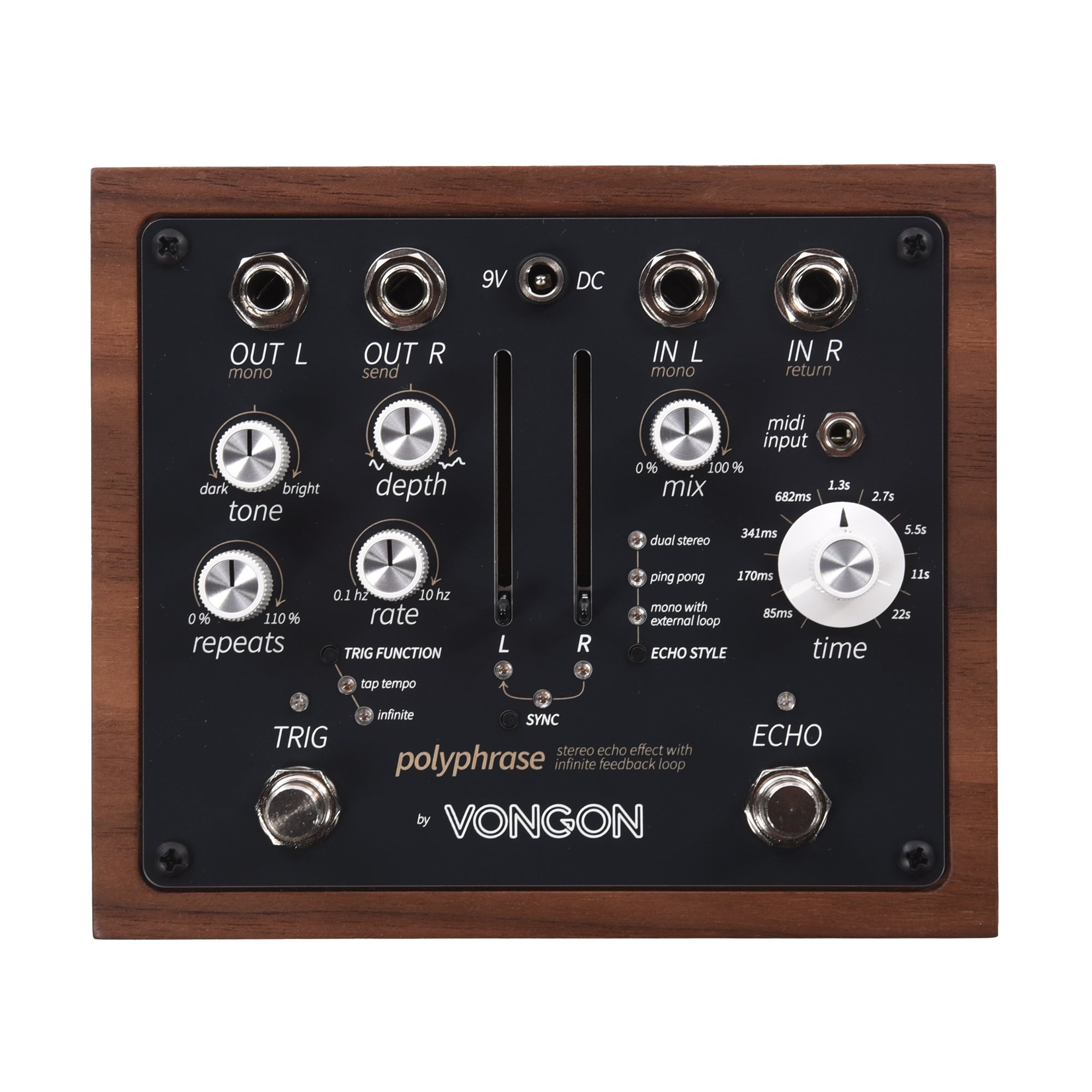 Vongon Polyphrase Stereo Echo Effects Pedal w/ Infinite Feedback Effects and Pedals / Delay