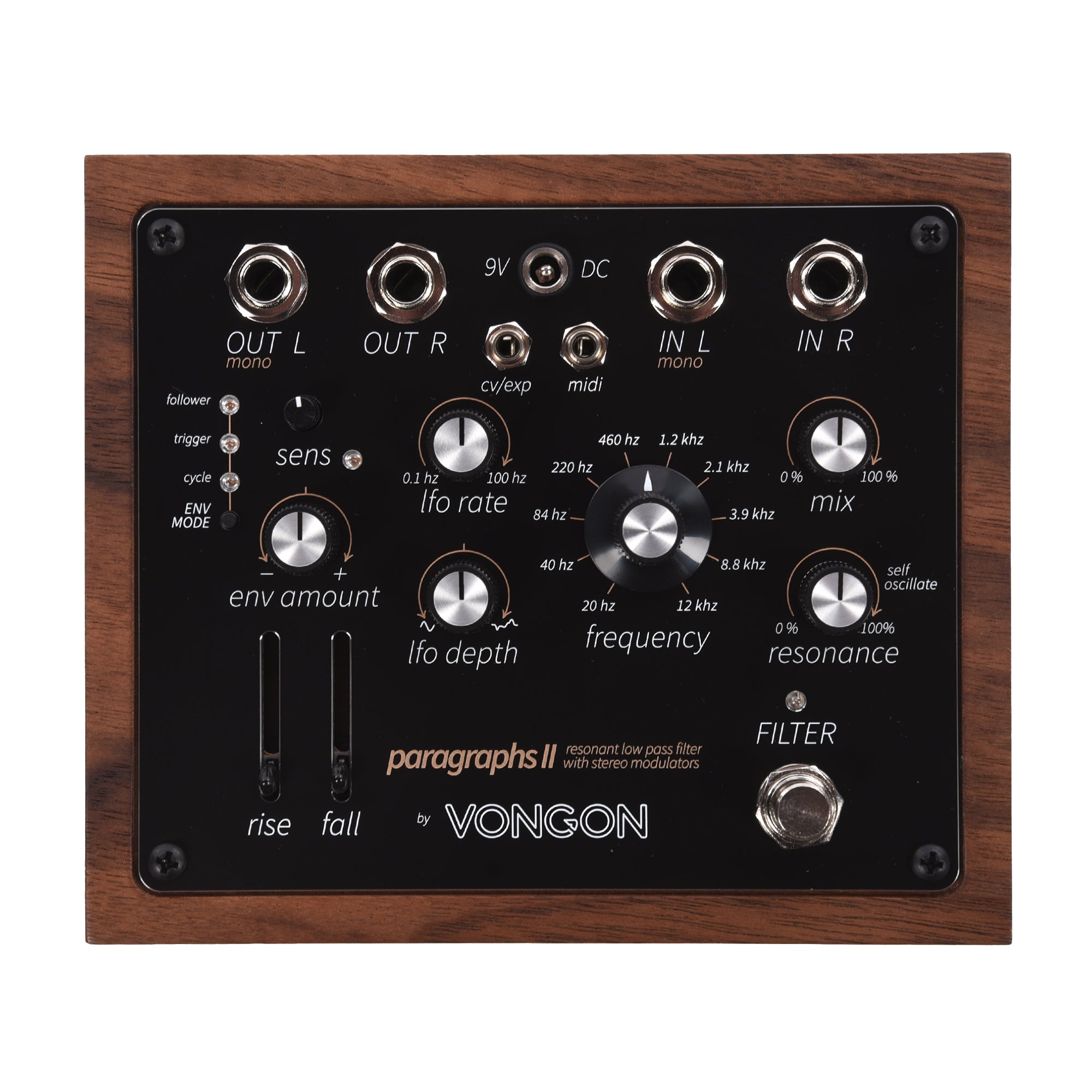 Vongon Paragraphs II Resonant Low Pass Filter Effects Pedal w/ Stereo Modulators Effects and Pedals / Wahs and Filters