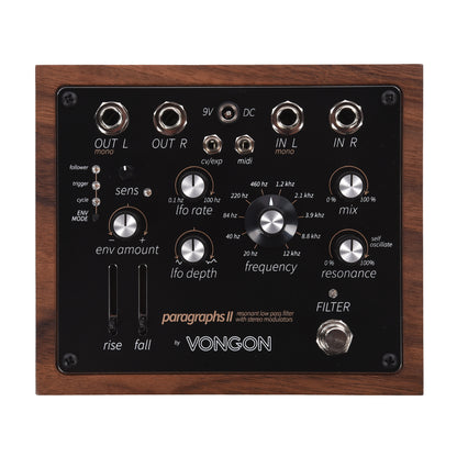 Vongon Paragraphs II Resonant Low Pass Filter Effects Pedal w/ Stereo Modulators Effects and Pedals / Wahs and Filters