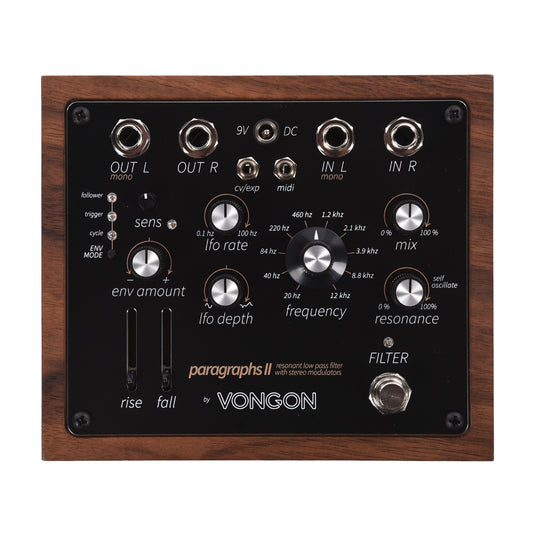 Vongon Paragraphs II Resonant Low Pass Filter Effects Pedal w/ Stereo Modulators Effects and Pedals / Wahs and Filters