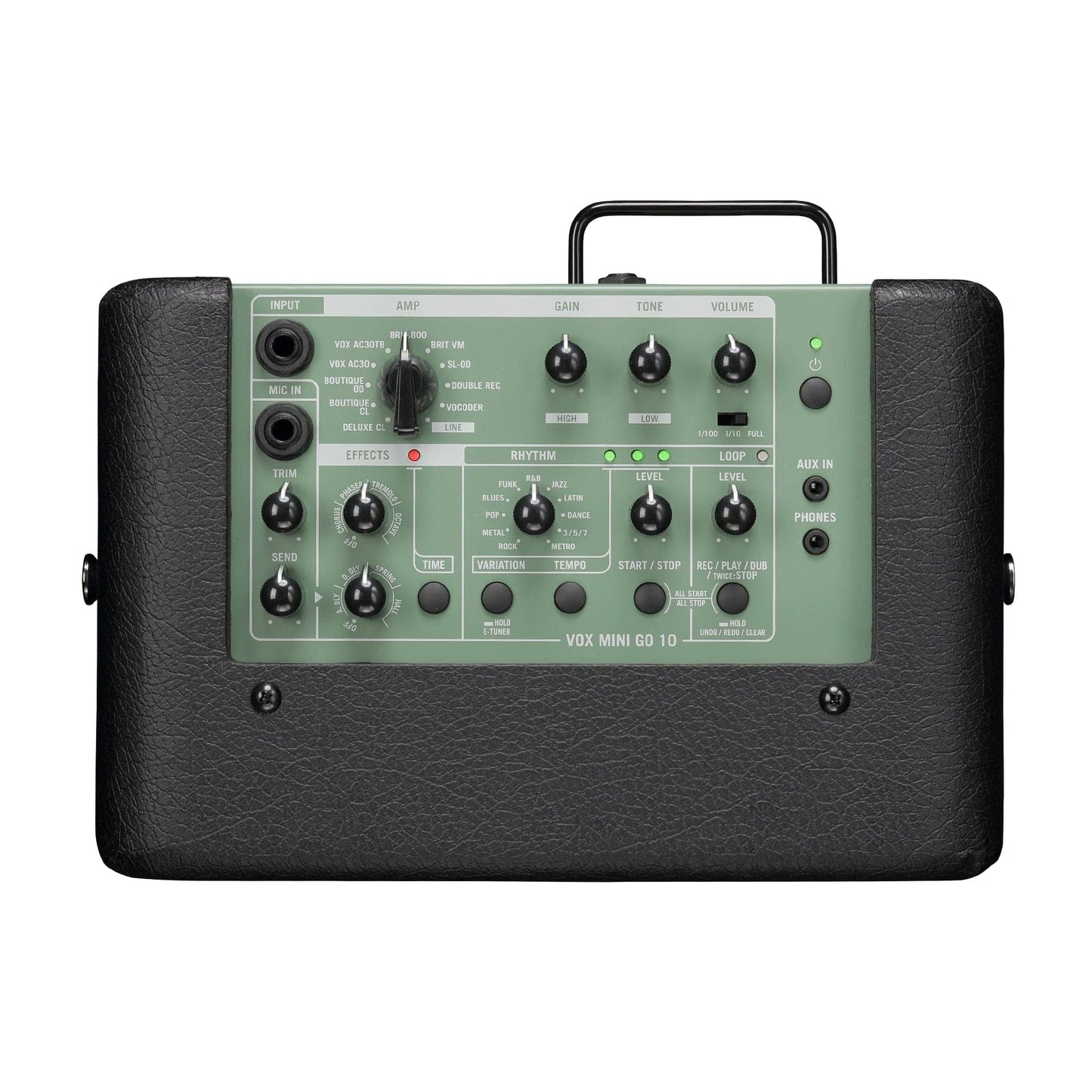 Vox Mini Go MINIGO10GR 10W 1x6.5 Portable Modeling Amp Olive Green Amps / Small Amps