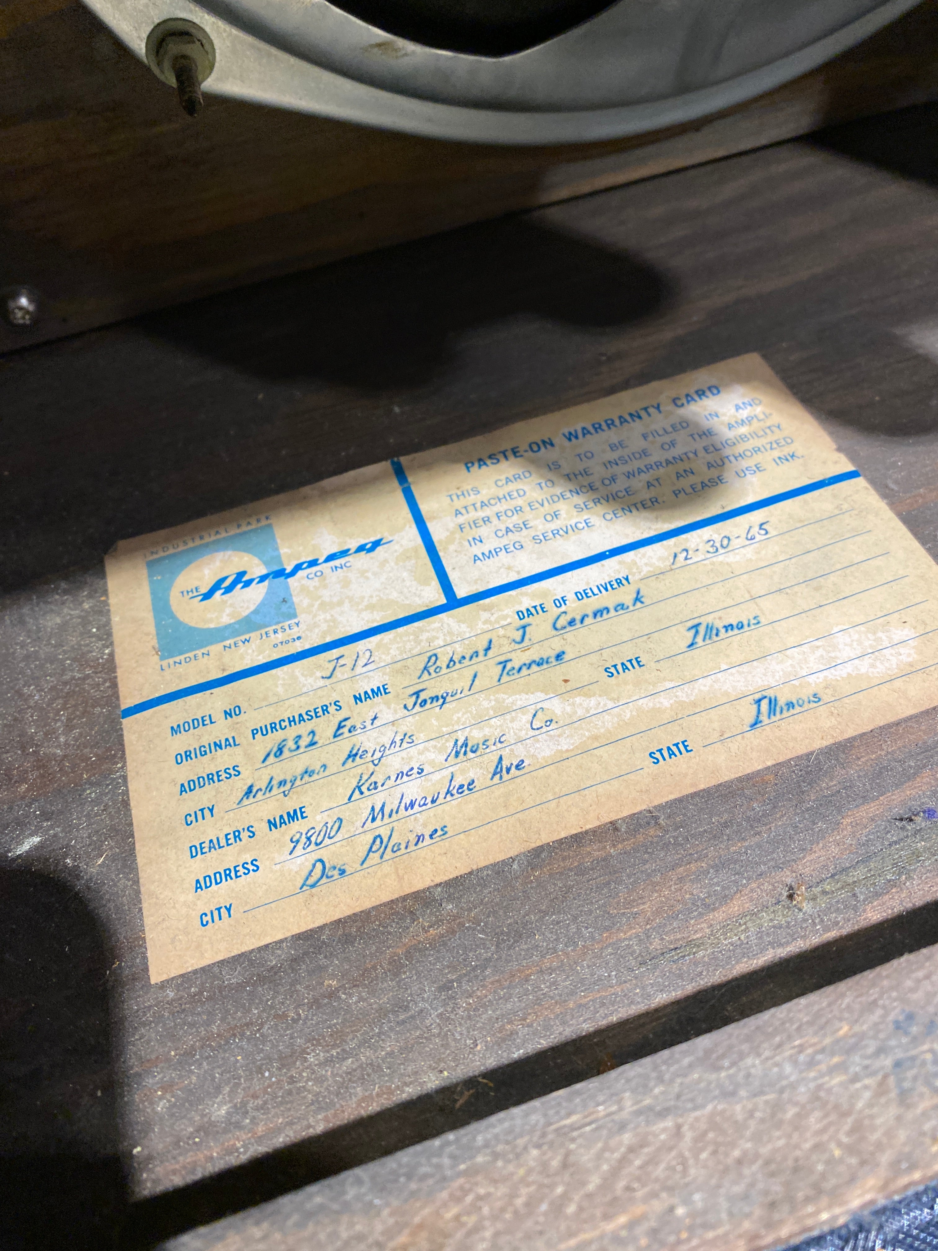 Ampeg J12D Jet 2-Channel 20-Watt Guitar Combo Amp  1965