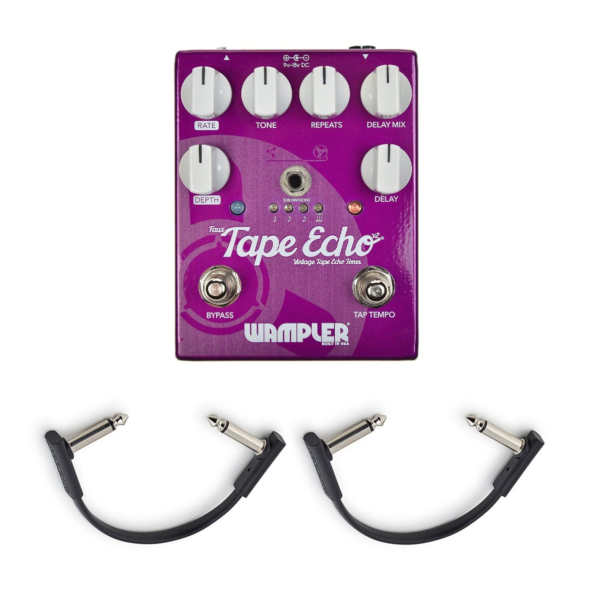 Wampler Faux Tape Echo Delay with Tap Tempo v2 w/(2) Rockboard Flat Patch Cables Bundle Effects and Pedals / Delay