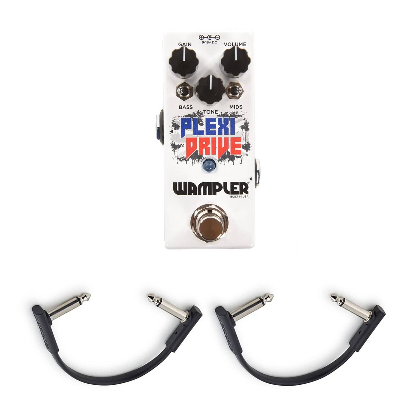 Wampler Plexi-Drive Mini "British Voiced Amp" Style Distortion Pedal w/(2) Rockboard Flat Patch Cables Bundle Effects and Pedals / Distortion