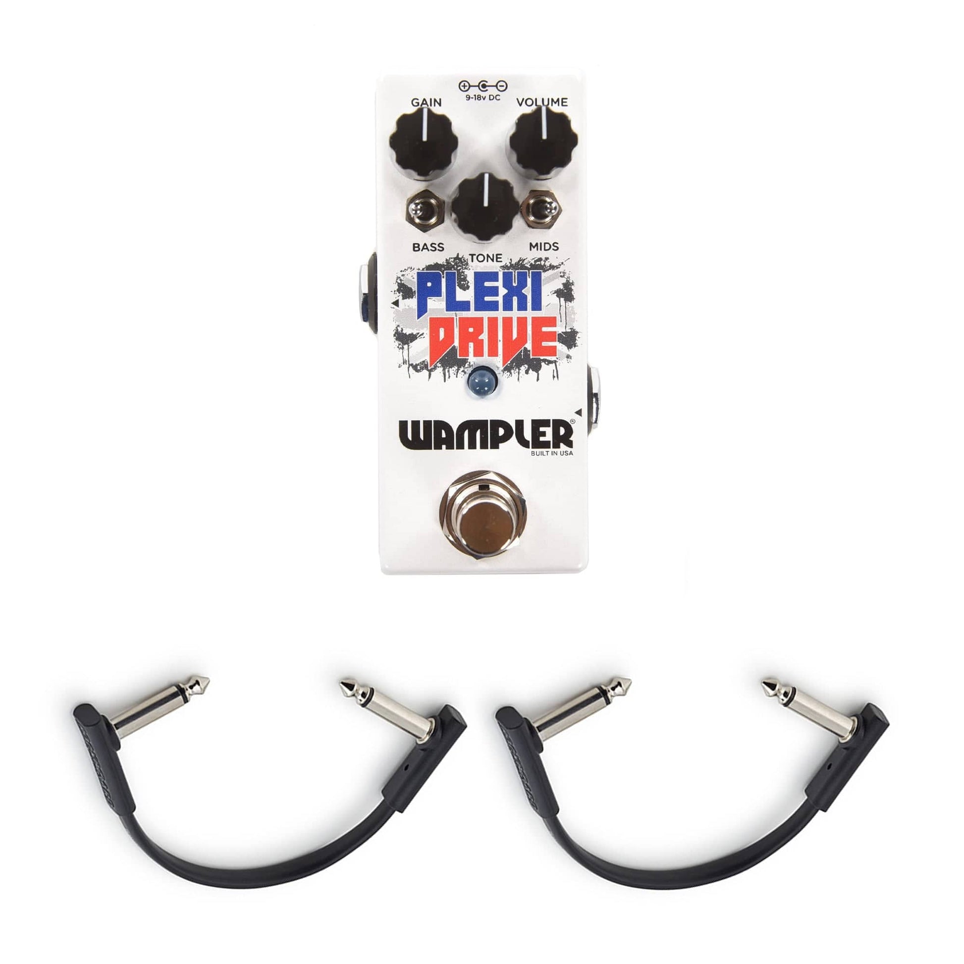 Wampler Plexi-Drive Mini "British Voiced Amp" Style Distortion Pedal w/(2) Rockboard Flat Patch Cables Bundle Effects and Pedals / Distortion
