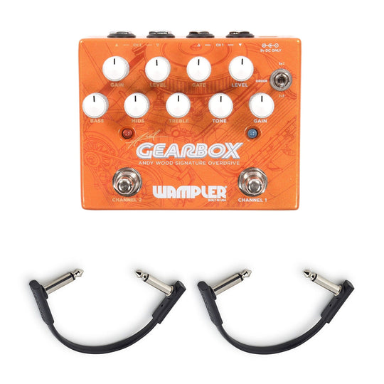Wampler Gearbox Andy Wood Signature Overdrive Pedal w/(2) Rockboard Flat Patch Cables Bundle Effects and Pedals / Overdrive and Boost