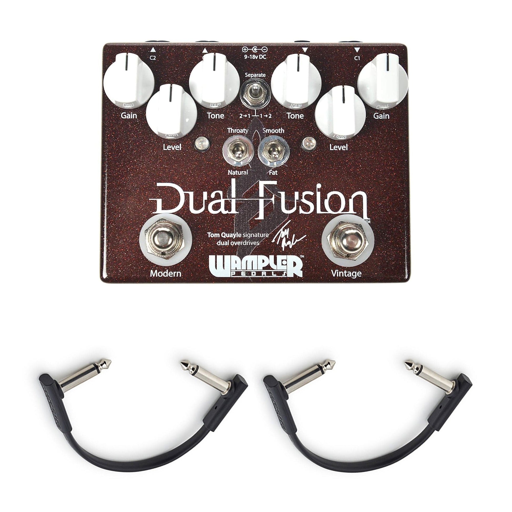 Wampler Tom Quayle Signature Dual Fusion Overdrive v2 w/(2) Rockboard Flat Patch Cables Bundle Effects and Pedals / Overdrive and Boost