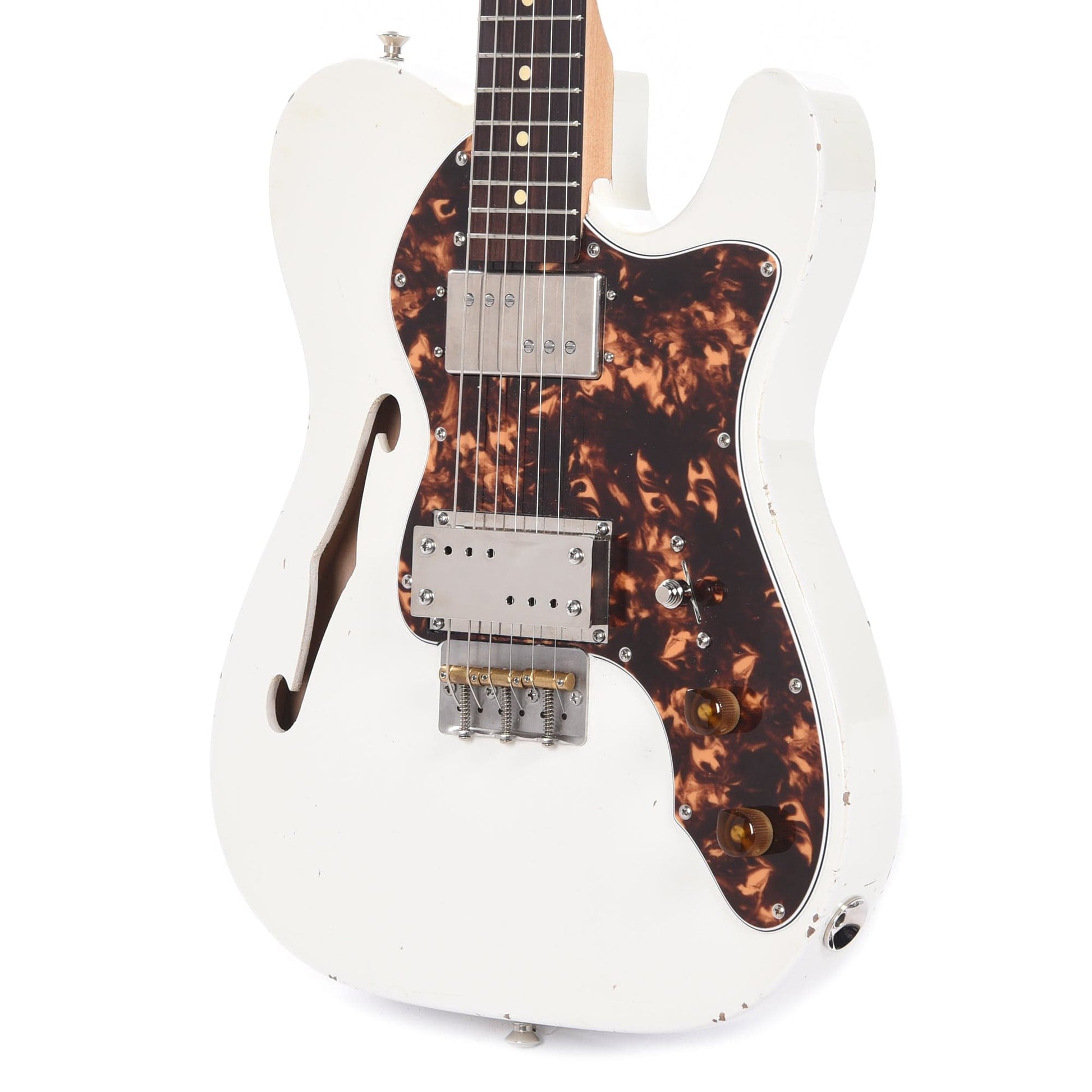 Waterslide Thinline T-Style Deluxe Coodercaster Aged White Nitro Electric Guitars / Semi-Hollow