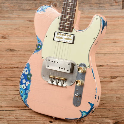 Waterslide "Coodercaster" T-Style Pink Over Flower 2020 Electric Guitars / Solid Body