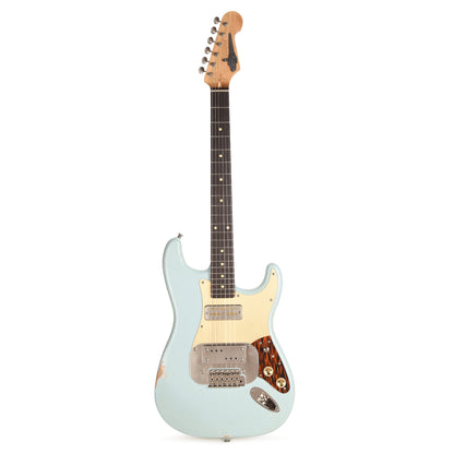 Waterslide S-Style Coodercaster Aged Sonic Blue Nitro w/ Mojo Lap Steel & Gold Foil Pickups Electric Guitars / Solid Body