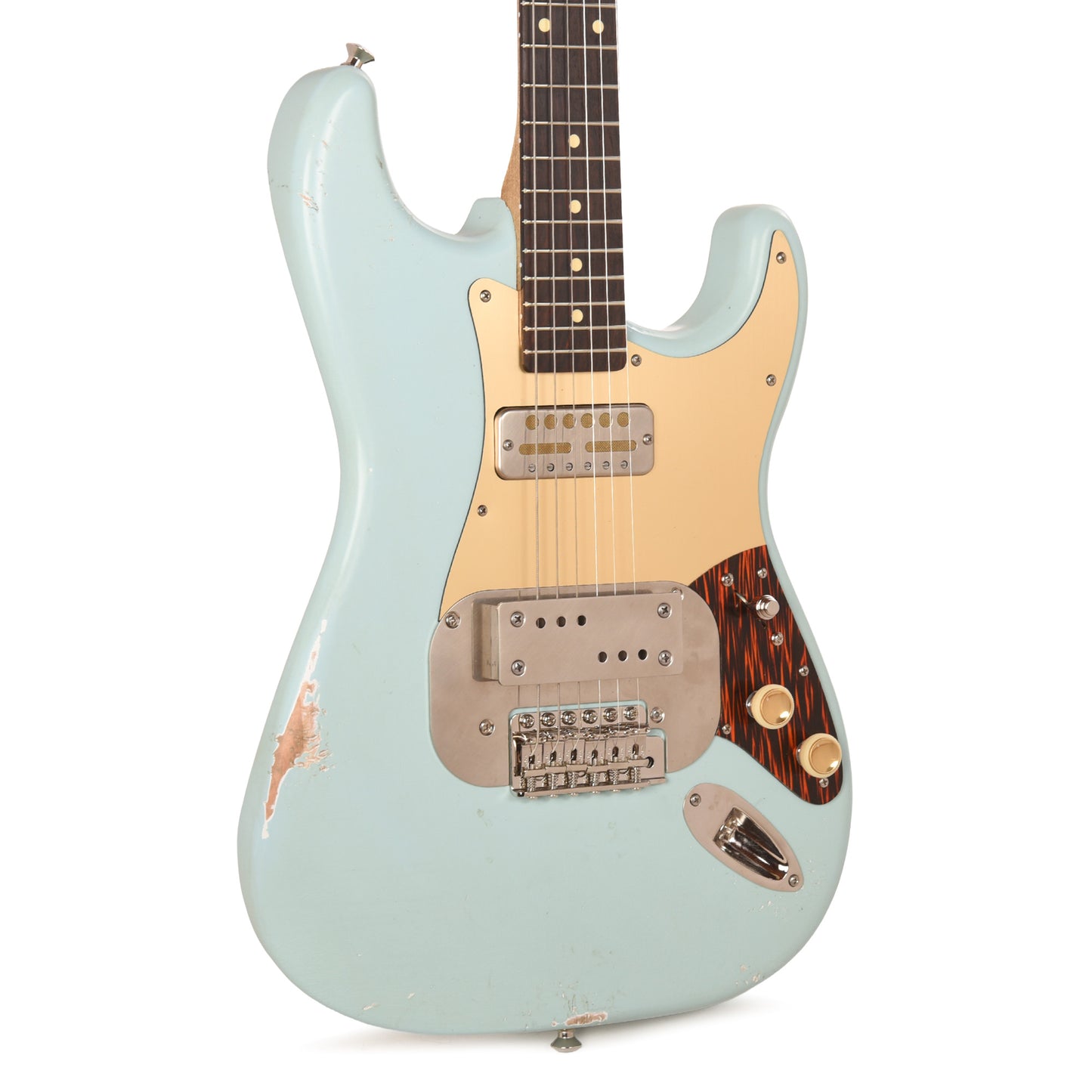 Waterslide S-Style Coodercaster Aged Sonic Blue Nitro w/ Mojo Lap Steel & Gold Foil Pickups Electric Guitars / Solid Body