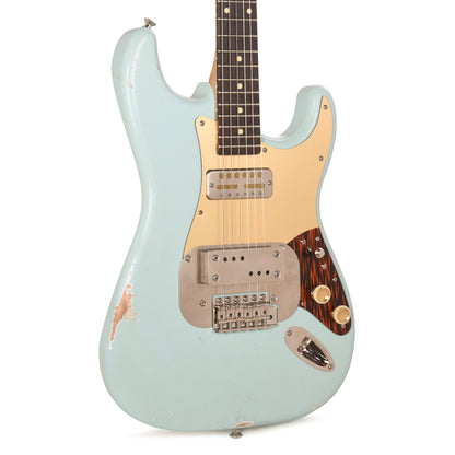 Waterslide S-Style Coodercaster Aged Sonic Blue Nitro w/ Mojo Lap Steel & Gold Foil Pickups Electric Guitars / Solid Body