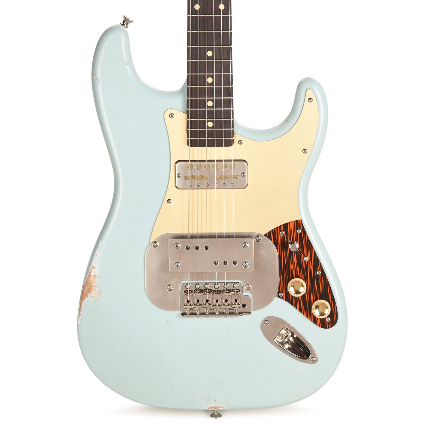 Waterslide S-Style Coodercaster Aged Sonic Blue Nitro w/ Mojo Lap Steel & Gold Foil Pickups Electric Guitars / Solid Body