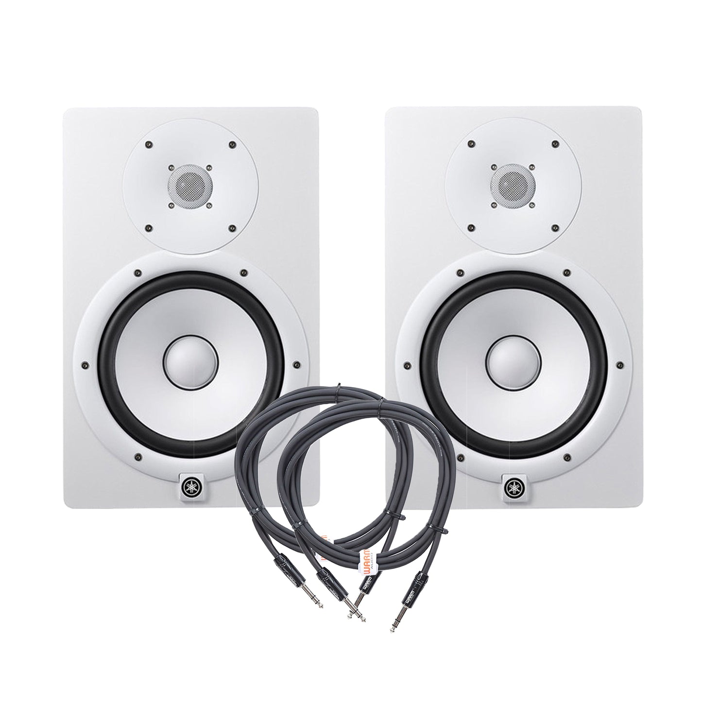 Yamaha HS8i 8" Bi-amplified Studio Monitor White and Warm Audio Pro-TRS-10' Pair Bundle Pro Audio / Speakers / Studio Monitors