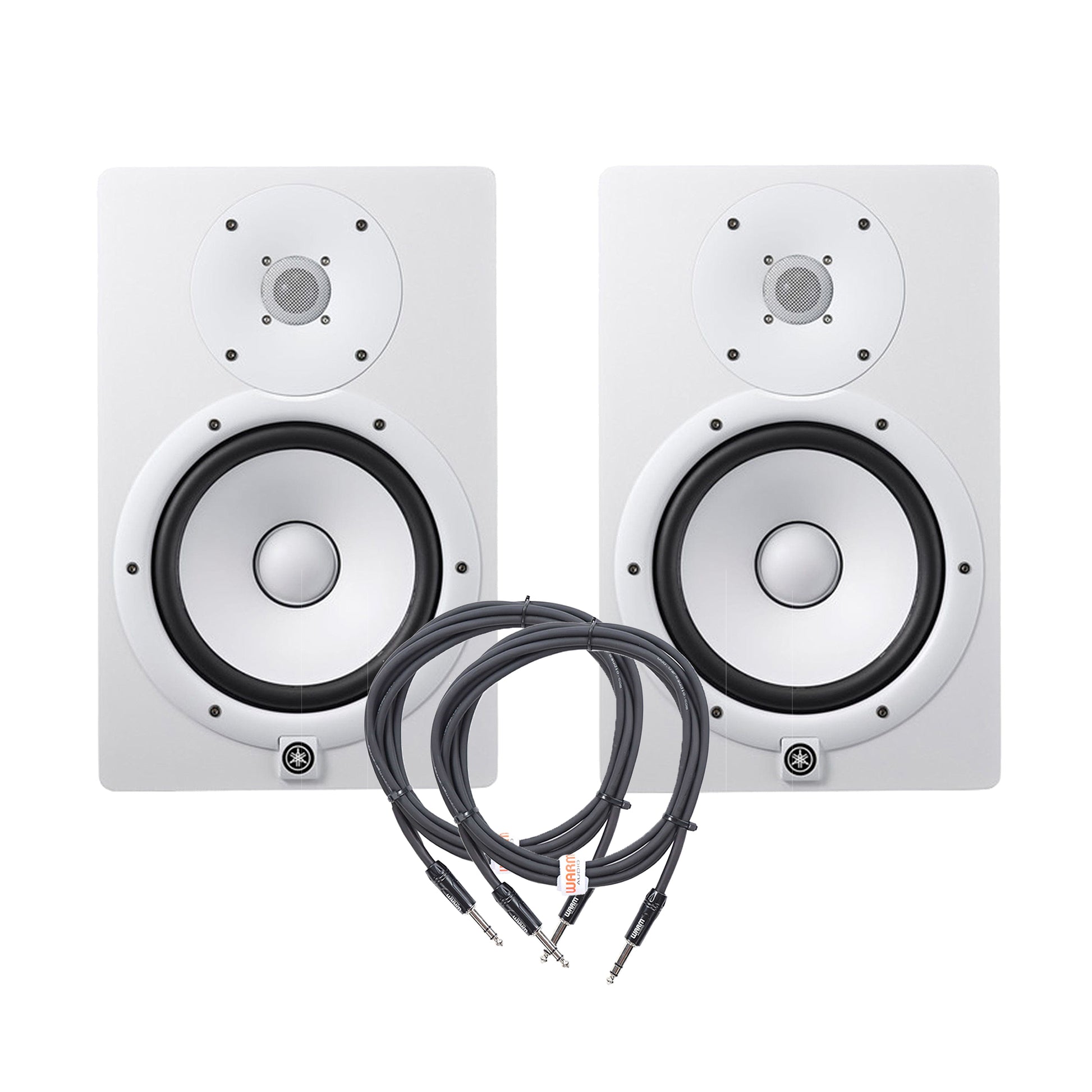 Yamaha HS8i 8" Bi-amplified Studio Monitor White and Warm Audio Pro-TRS-10' Pair Bundle Pro Audio / Speakers / Studio Monitors
