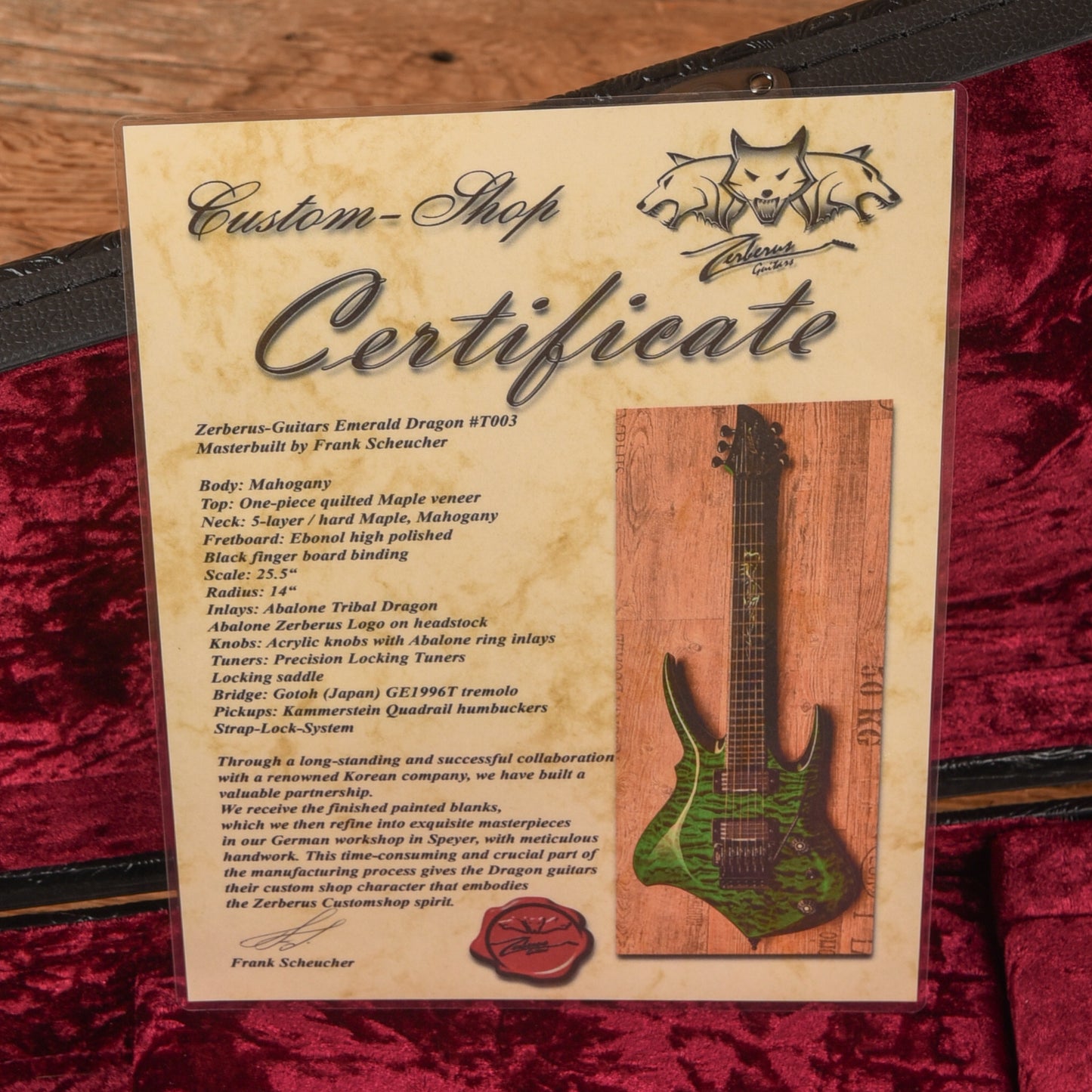 Zerberus Emerald Dragon Emerald Electric Guitars