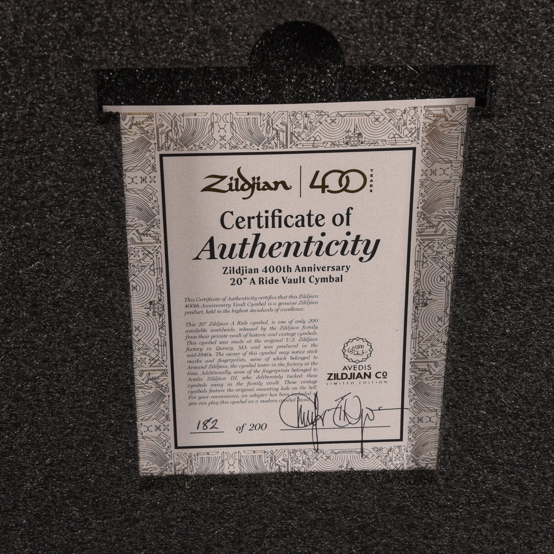 Zildjian 400th Anniversary 20" A Ride Vault Cymbal Cymbals
