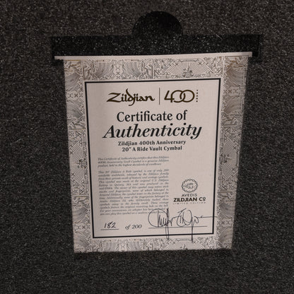 Zildjian 400th Anniversary 20" A Ride Vault Cymbal Cymbals