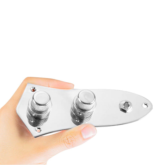 920D Custom JB-CON-C Jazz Bass Control Plate Chrome/Black Knobs & Series/Parallel Toggle Parts / Knobs