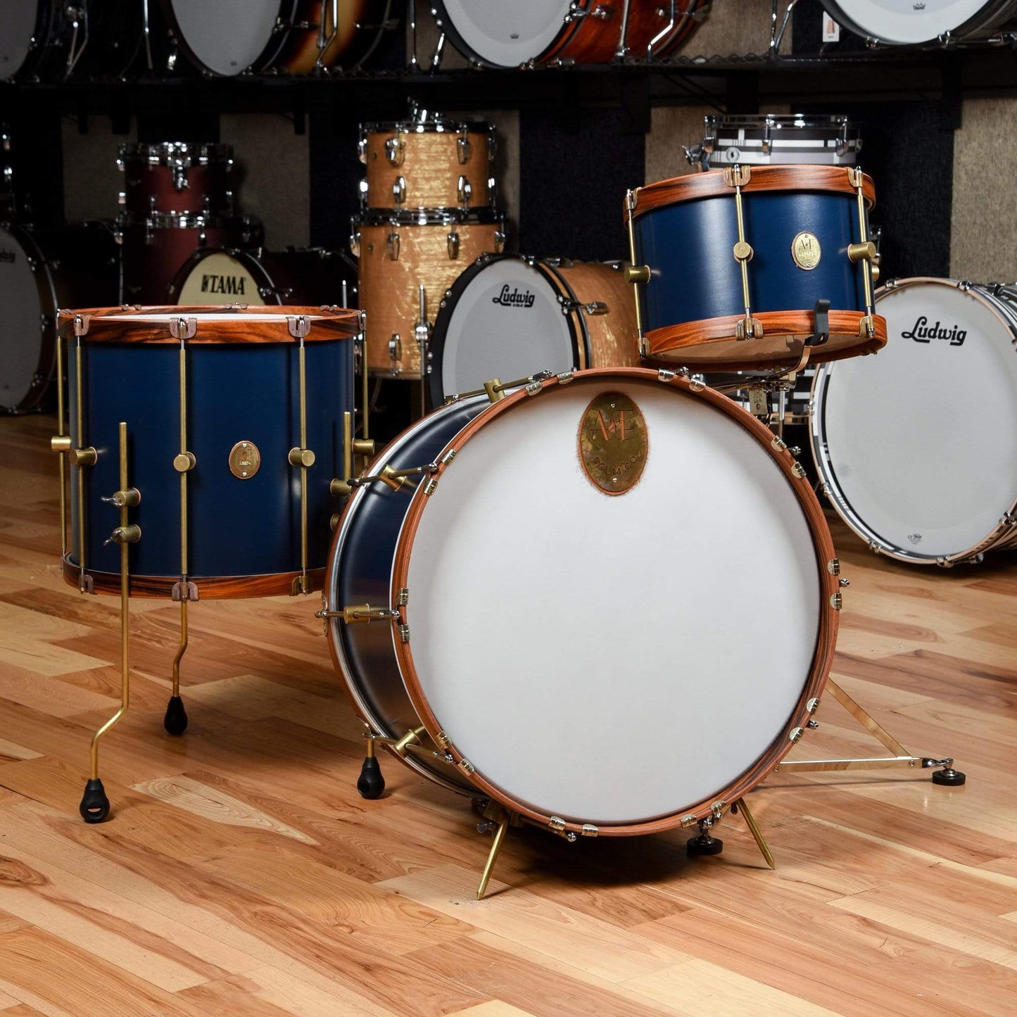 A&F Drum Co. 13/16/22 3pc. Chandler Blue Club Drum Kit w/Rosewood Hoops Drums and Percussion / Acoustic Drums / Full Acoustic Kits