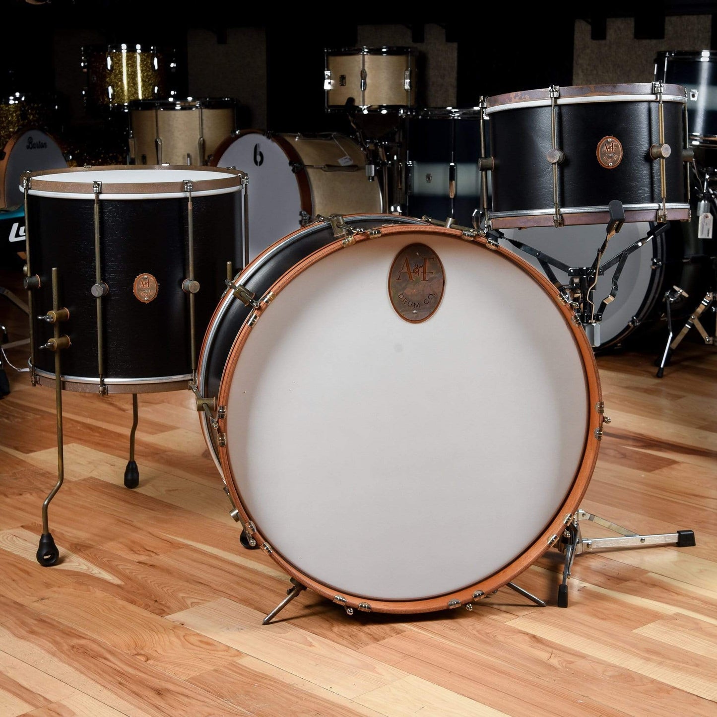 A&F Drum Co. 13/16/24x12 3pc. Mahogany Club Drum Kit Black Drums and Percussion / Acoustic Drums / Full Acoustic Kits