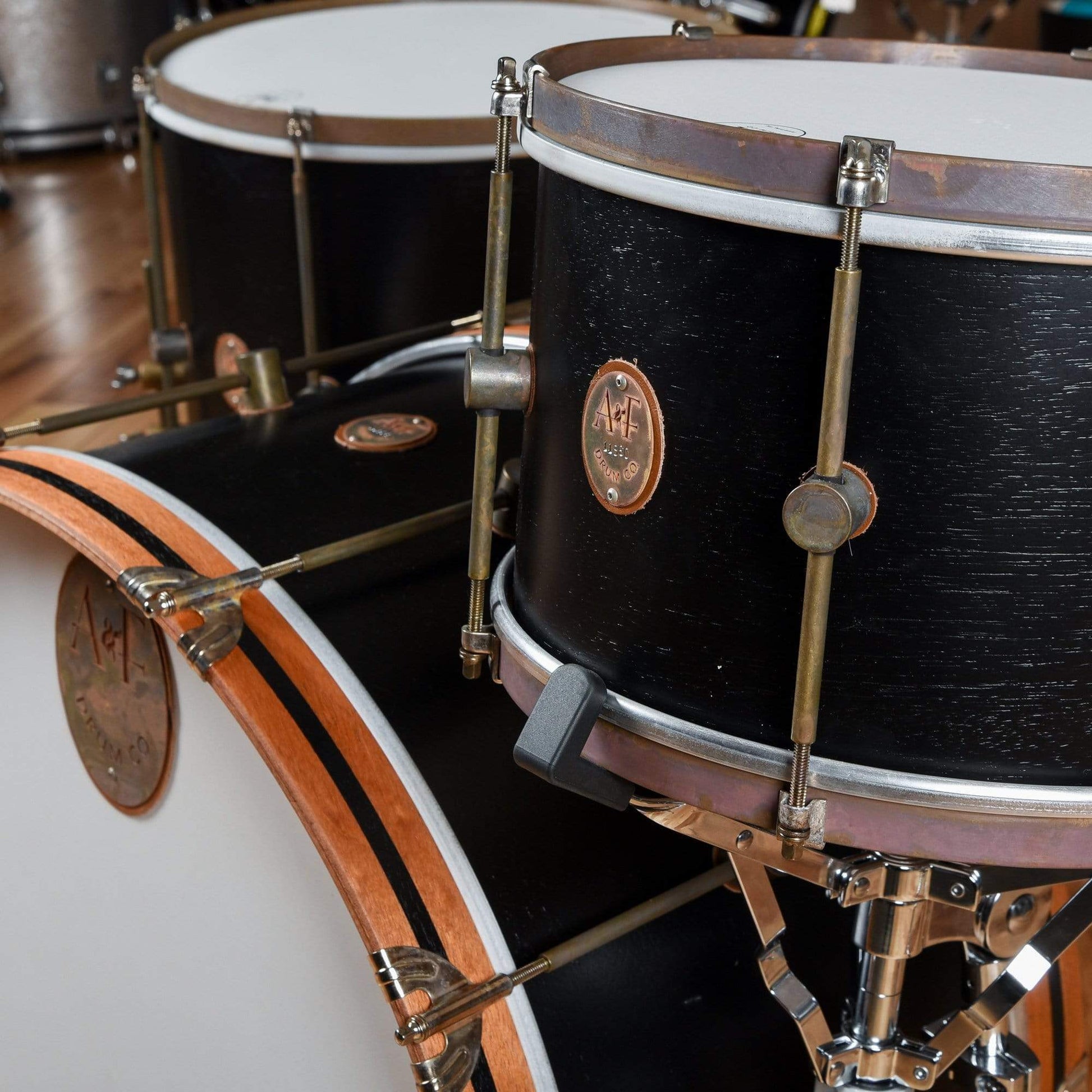 A&F Drum Co. 13/16/24x12 3pc. Mahogany Club Drum Kit Black Drums and Percussion / Acoustic Drums / Full Acoustic Kits