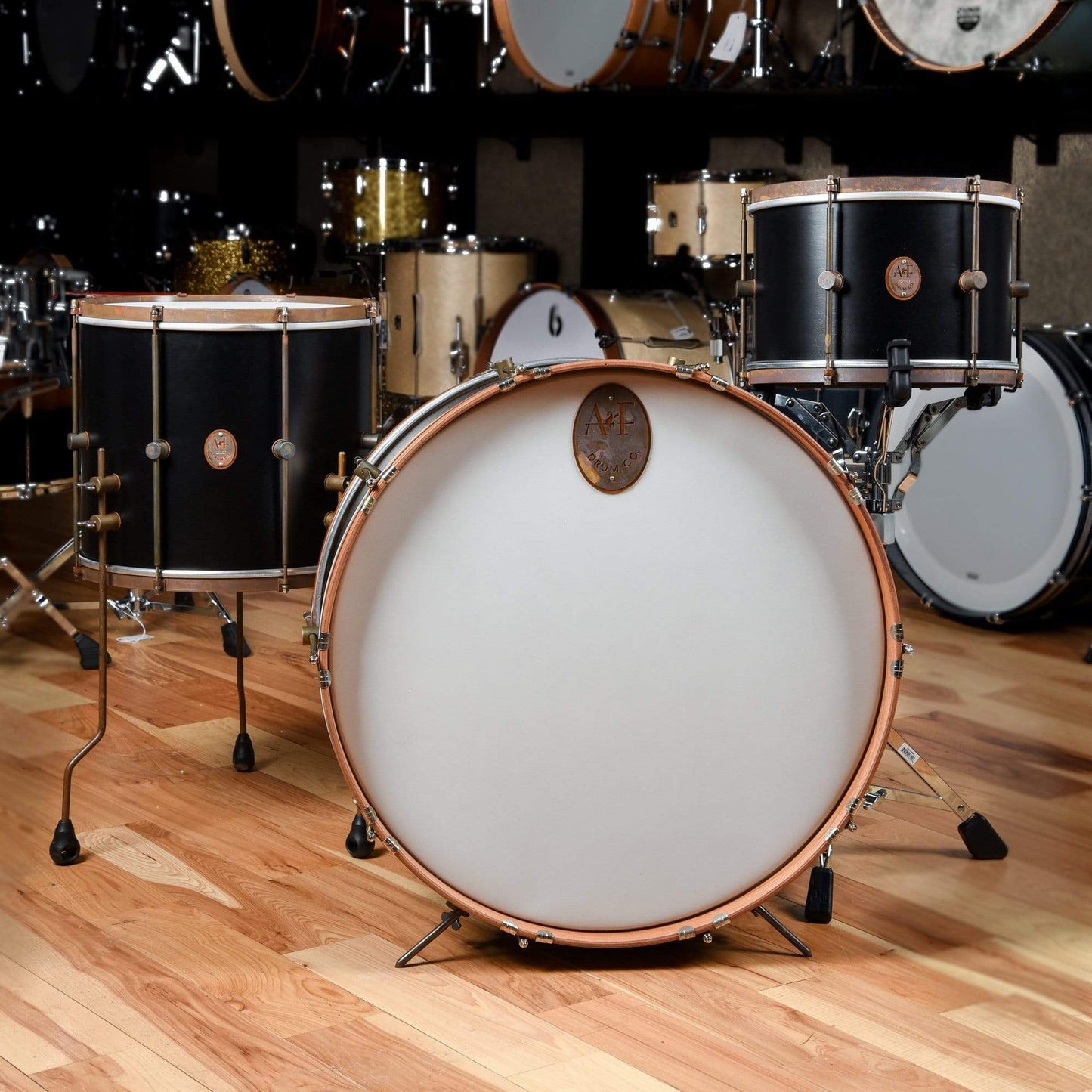 A&F Drum Co. 13/16/26 3pc. Mahogany Club Drum Kit Black Drums and Percussion / Acoustic Drums / Full Acoustic Kits