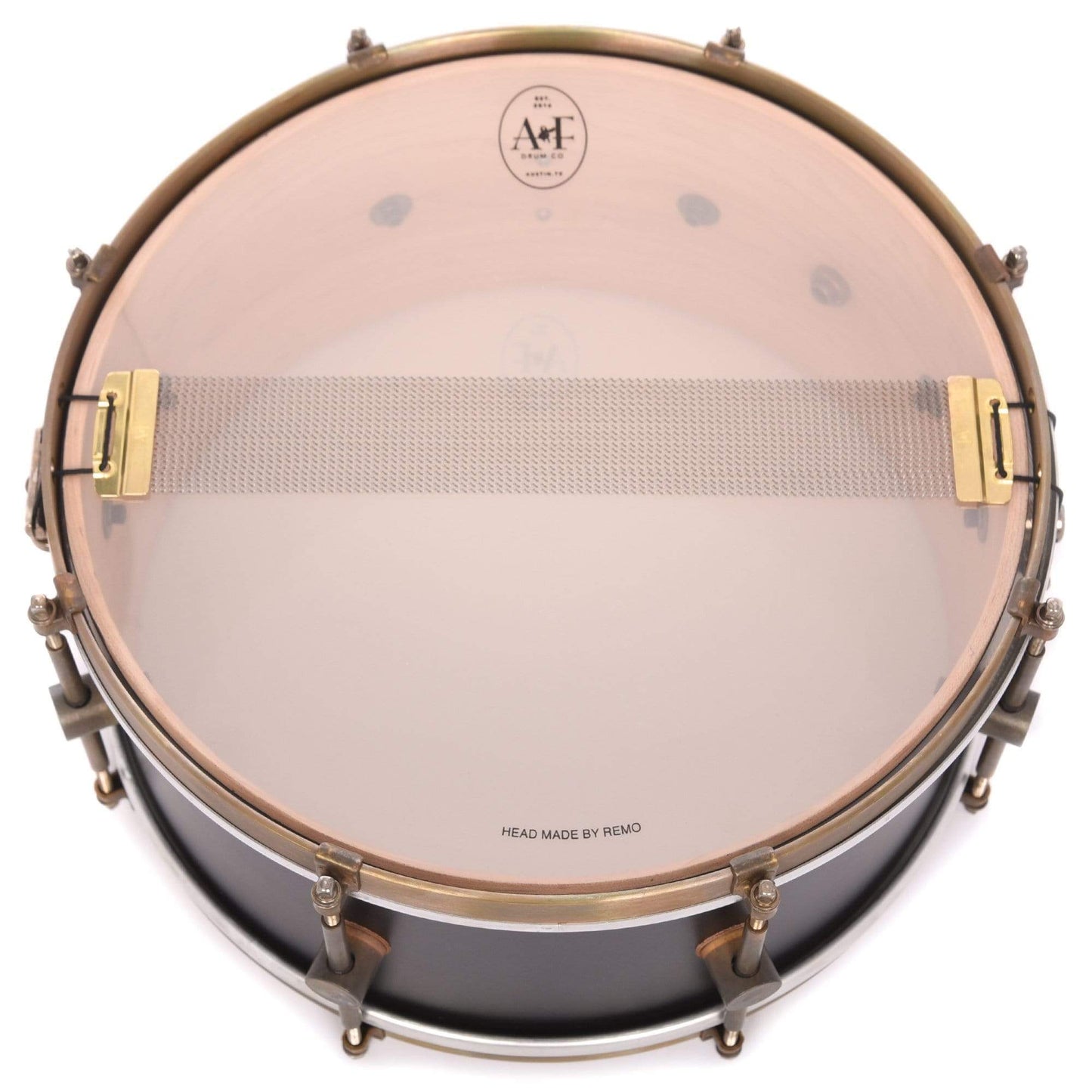 A&F Drum Co. 6.5x14 Steam Bent Solid Shell Maple Snare Drum 8-Lug Matte Black w/Brass Hoops Drums and Percussion / Acoustic Drums / Snare