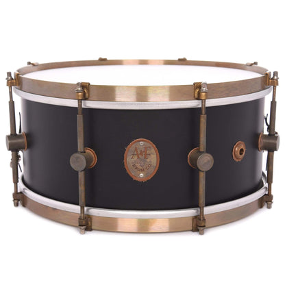 A&F Drum Co. 6.5x14 Steam Bent Solid Shell Maple Snare Drum 8-Lug Matte Black w/Brass Hoops Drums and Percussion / Acoustic Drums / Snare