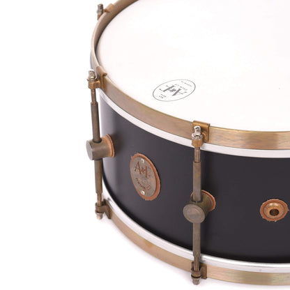 A&F Drum Co. 6.5x14 Steam Bent Solid Shell Maple Snare Drum 8-Lug Matte Black w/Brass Hoops Drums and Percussion / Acoustic Drums / Snare