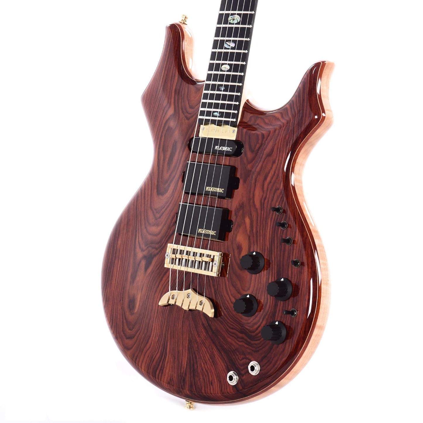Alembic Tribute Cocobolo w/Red Side LEDs, Beveled Peghead, & Continuous Cocobolo Backplates Electric Guitars / Solid Body