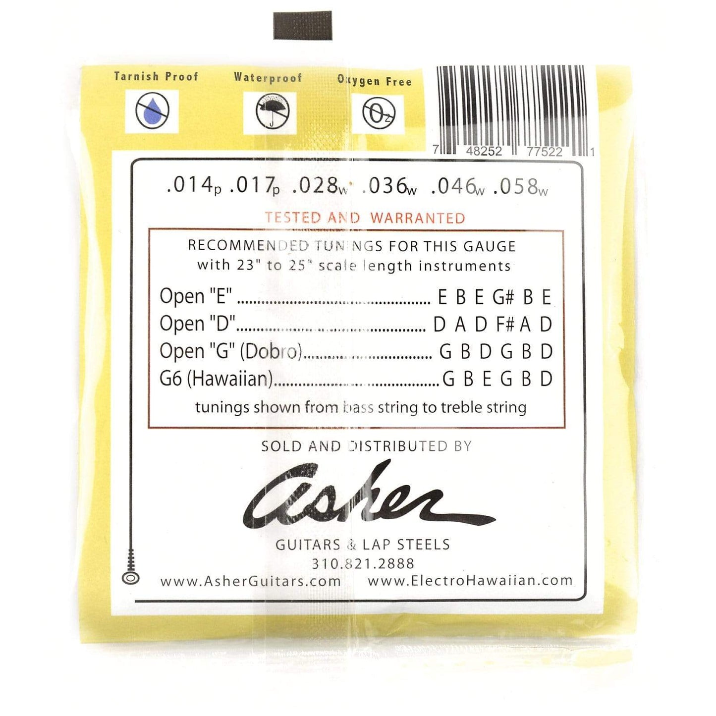 Asher Acoustic Hawaiian Lap Steel Strings Phosphor Bronze Medium 14-58 Accessories / Strings / Guitar Strings