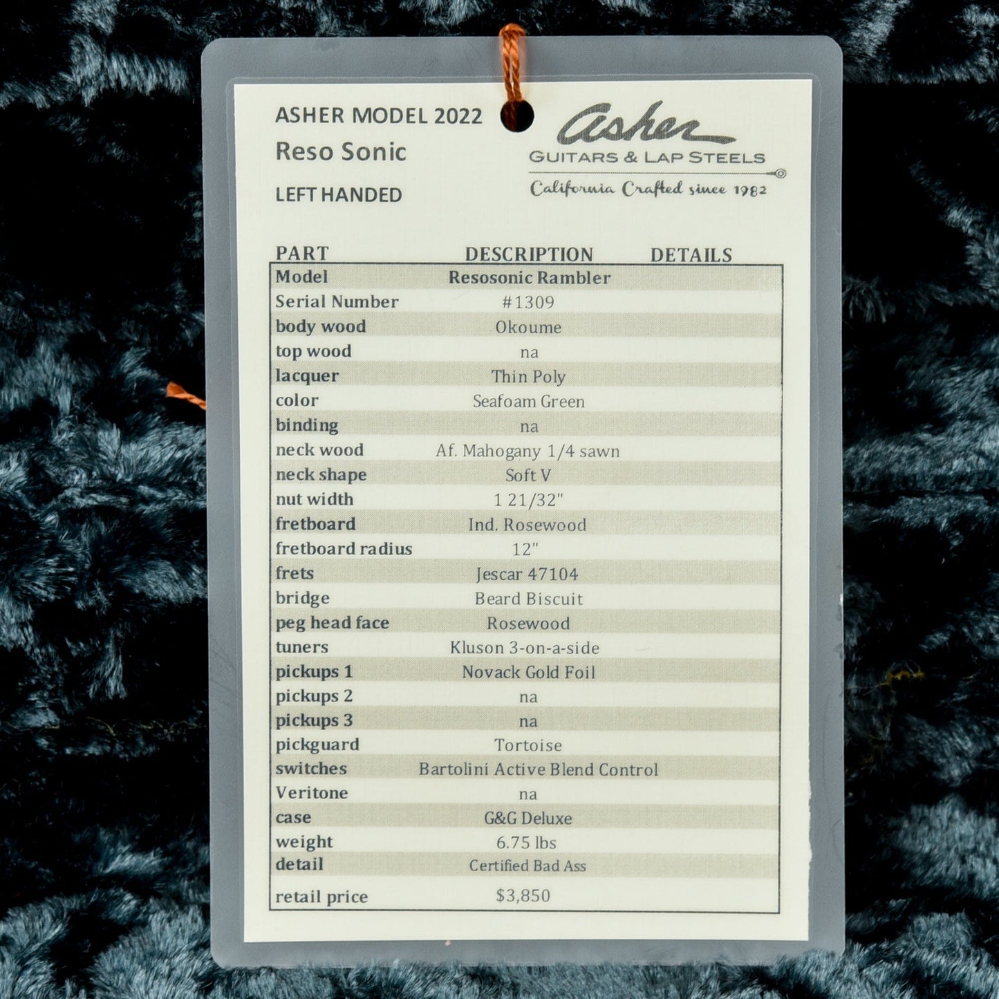 Asher Resosonic Rambler Seafoam Green 2022 Acoustic Guitars / Resonator