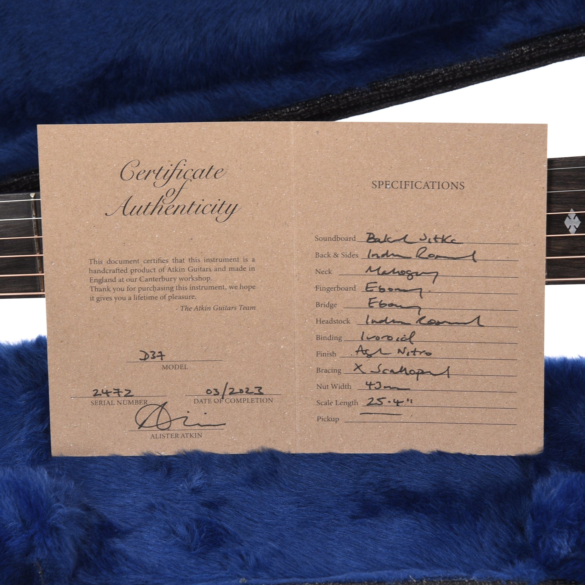 Atkin D37 Aged Baked Sitka/Rosewood Natural Acoustic Guitars / Dreadnought