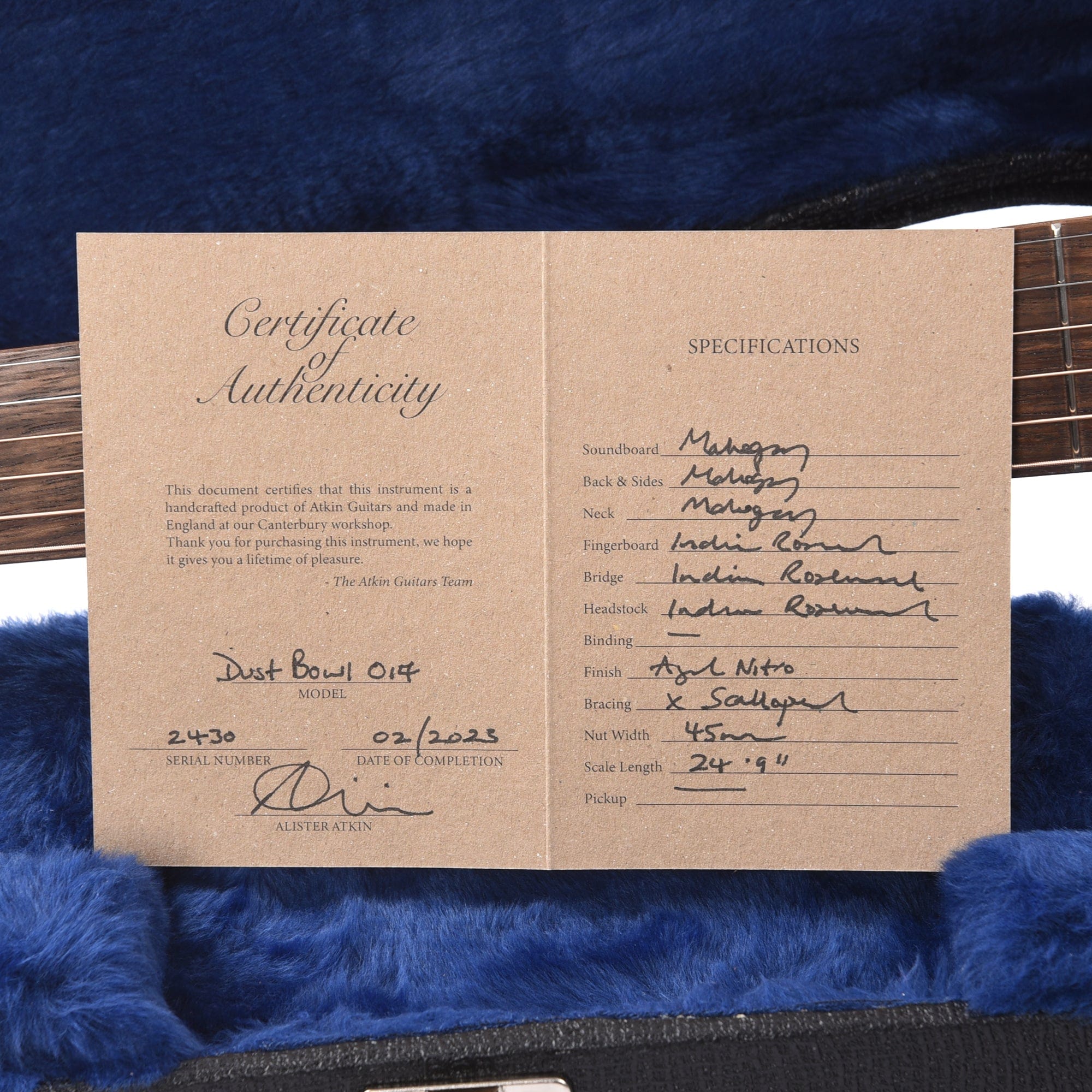 Atkin Dust Bowl 0 Mahogany Natural Acoustic Guitars / Dreadnought