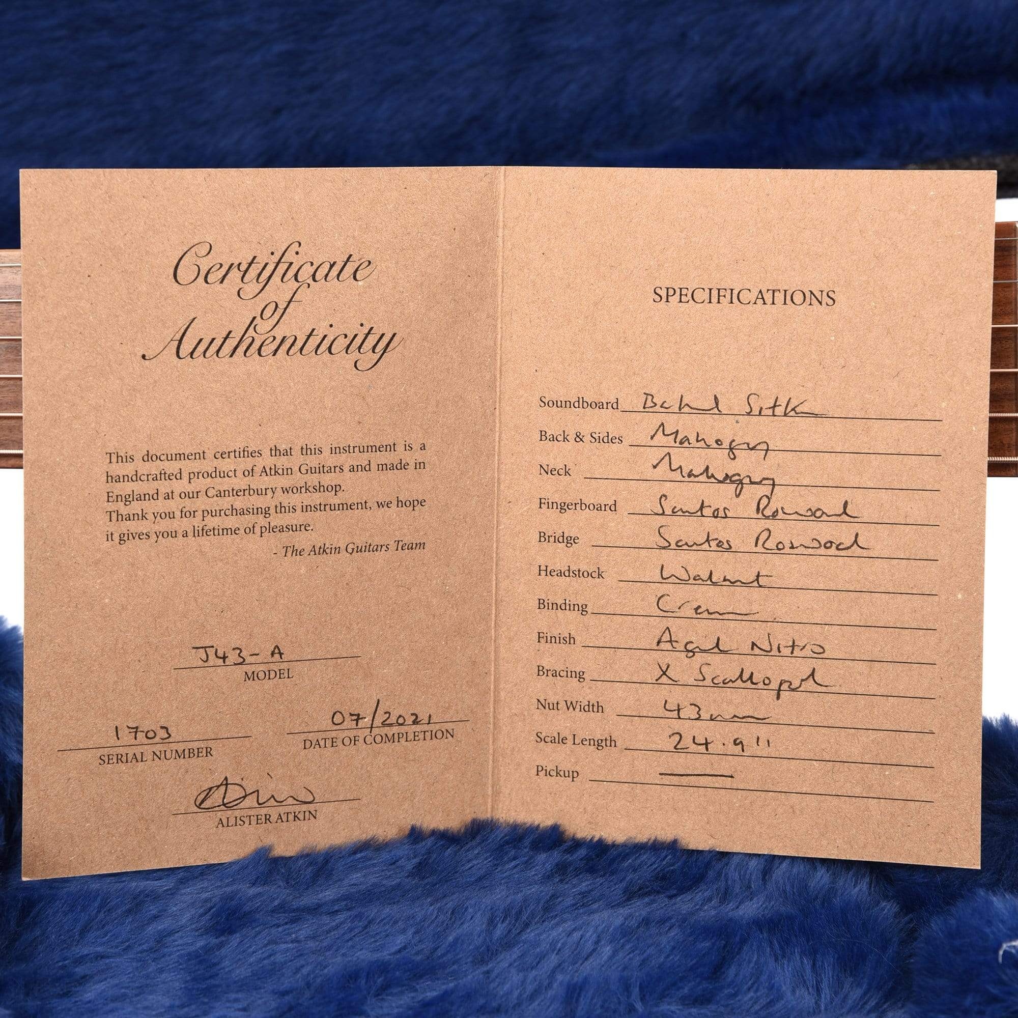 Atkin The Forty Three Aged Baked Sitka/Mahogany Sunburst Acoustic Guitars / Dreadnought