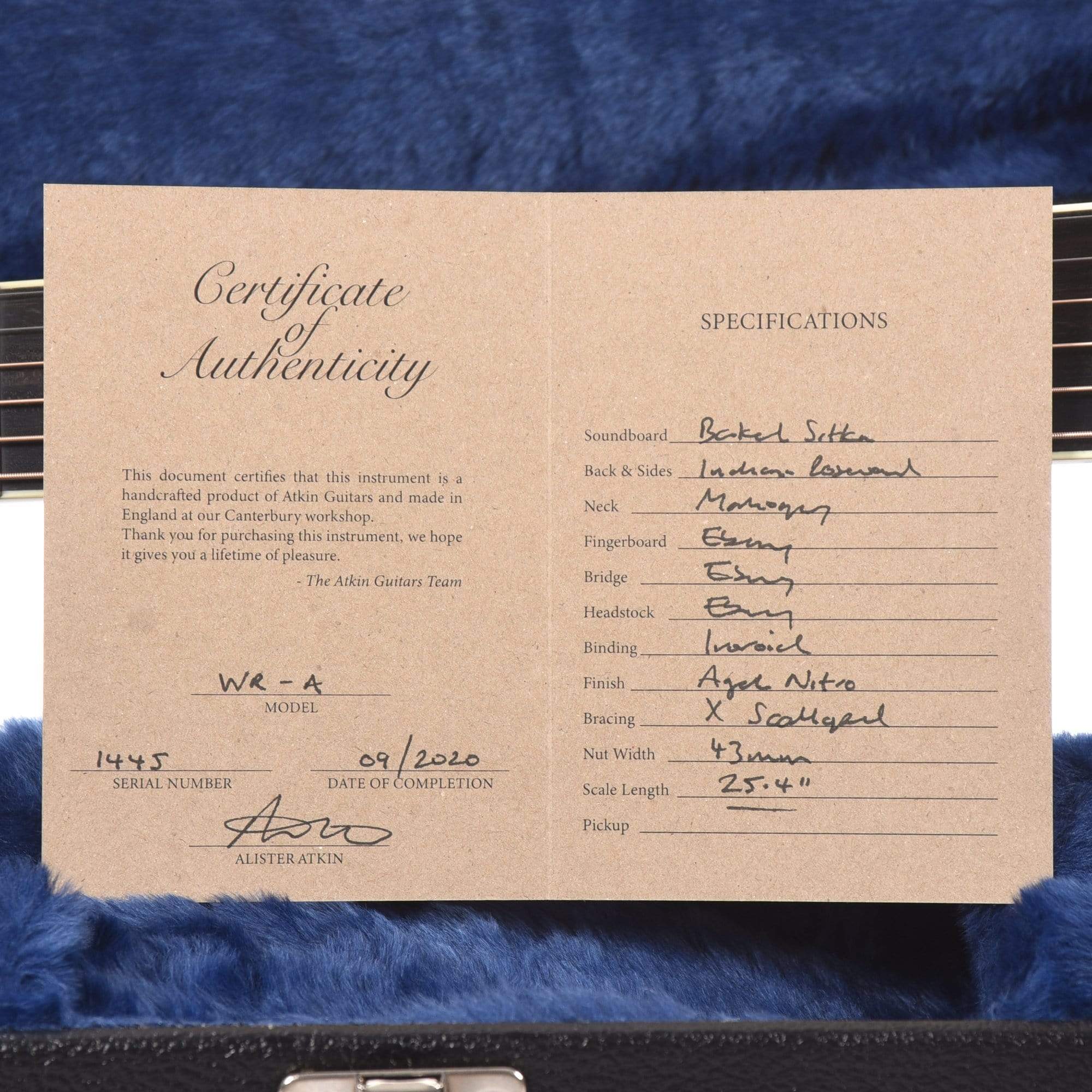 Atkin The White Rice Torrified Sitka/Rosewood Aged Natural Acoustic Guitars / Dreadnought