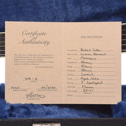 Atkin The White Rice Torrified Sitka/Rosewood Aged Natural Acoustic Guitars / Dreadnought