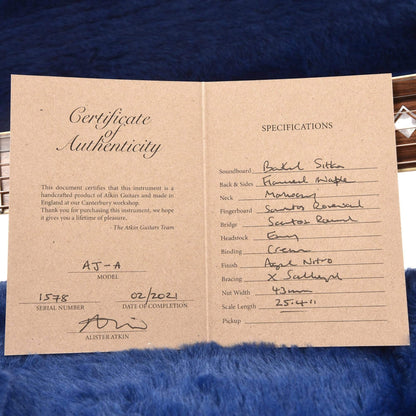 Atkin The AJ Jumbo Aged Baked Sitka/Flamed Maple Sunburst Acoustic Guitars / Jumbo