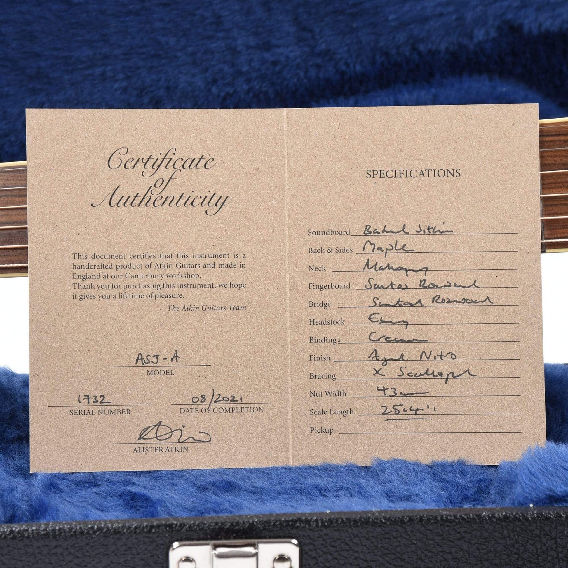 Atkin The ASJ Small Jumbo Aged Baked Sitka/Mahogany Black Acoustic Guitars / Jumbo