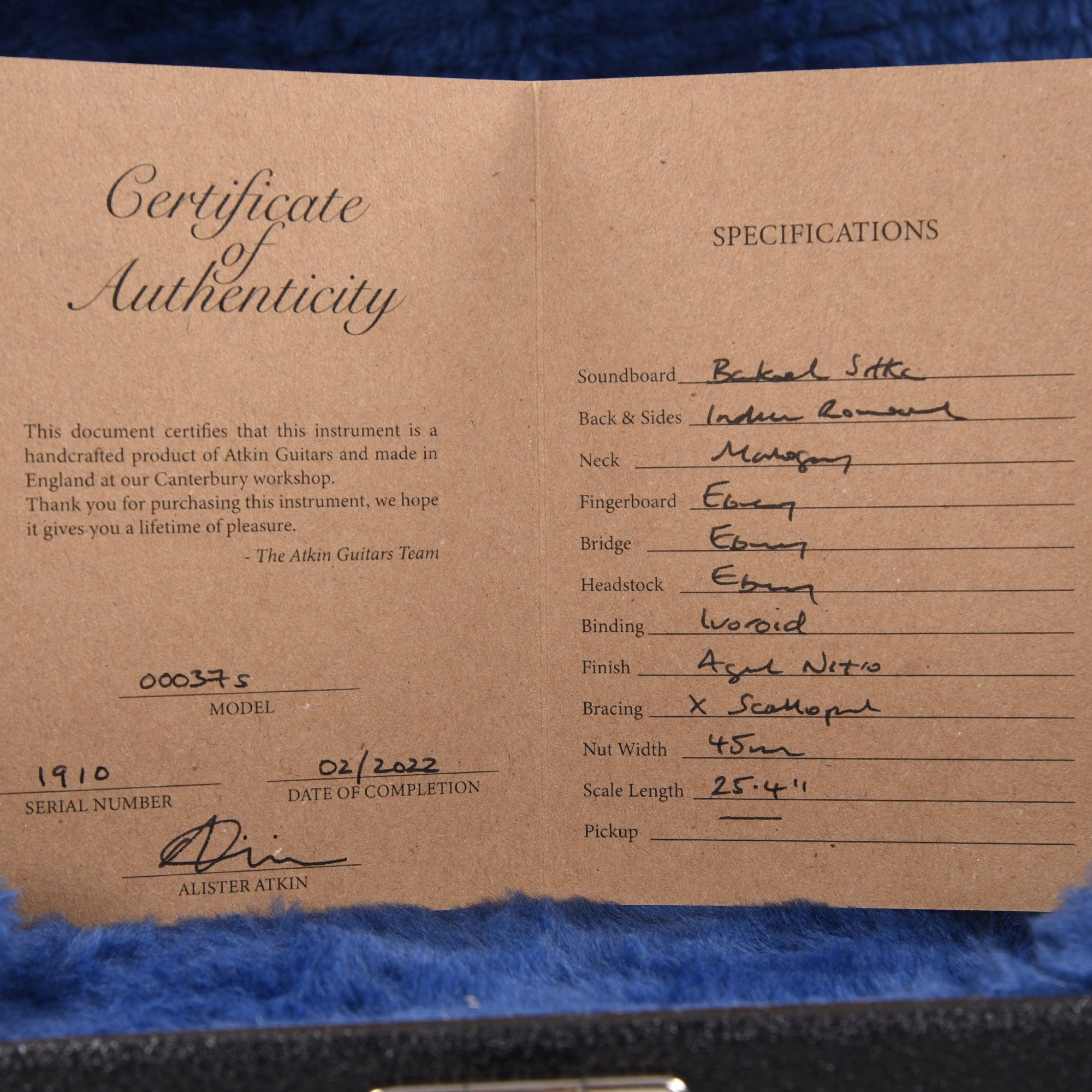 Atkin 00037 12-Fret Aged Baked Sitka/Rosewood Natural Acoustic Guitars / OM and Auditorium