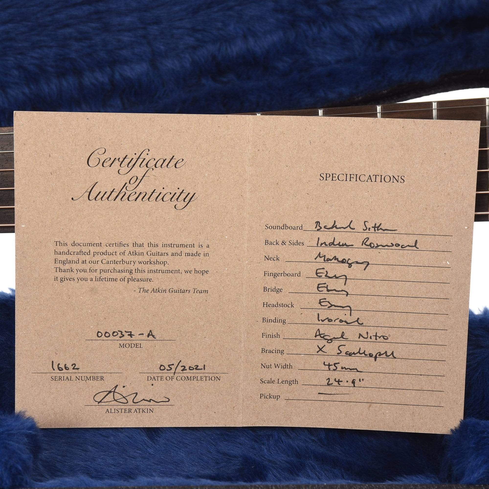 Atkin 00037 Aged Baked Sitka/Rosewood Natural Acoustic Guitars / OM and Auditorium