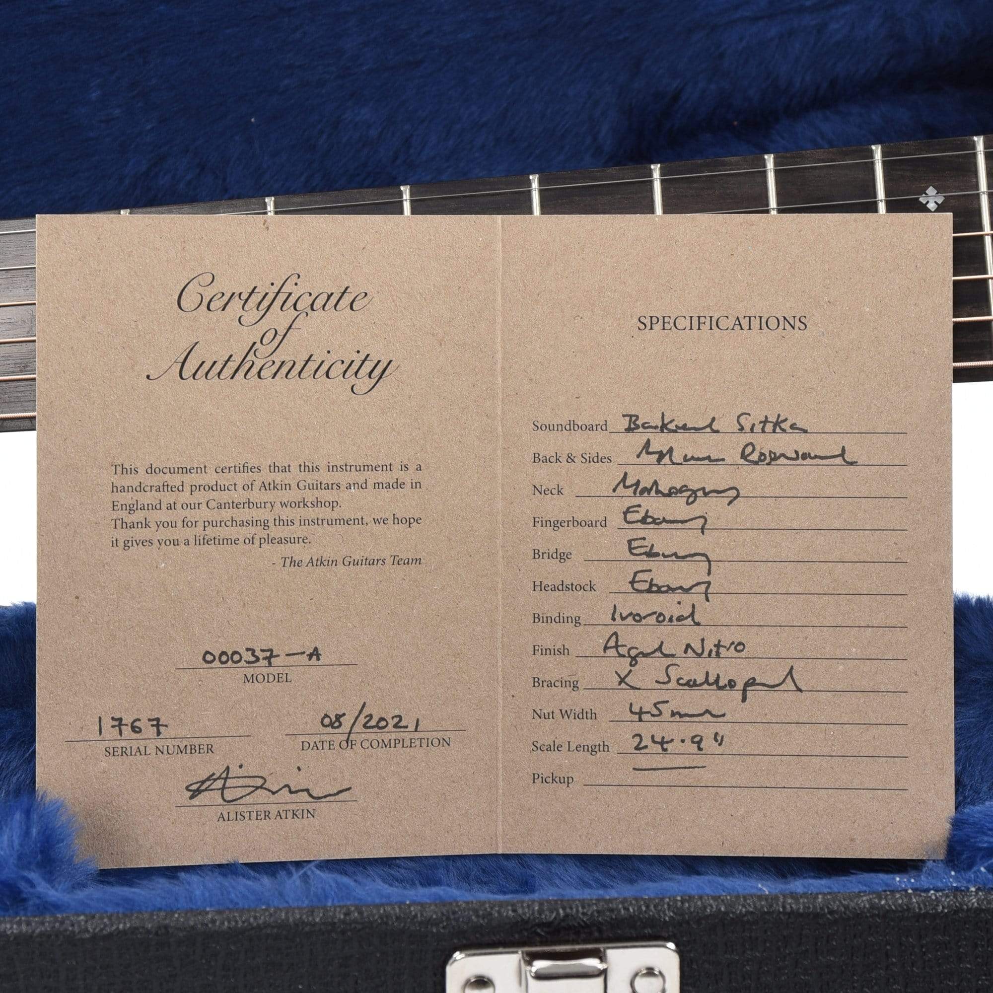 Atkin 00037 Aged Baked Sitka/Rosewood Natural Acoustic Guitars / OM and Auditorium