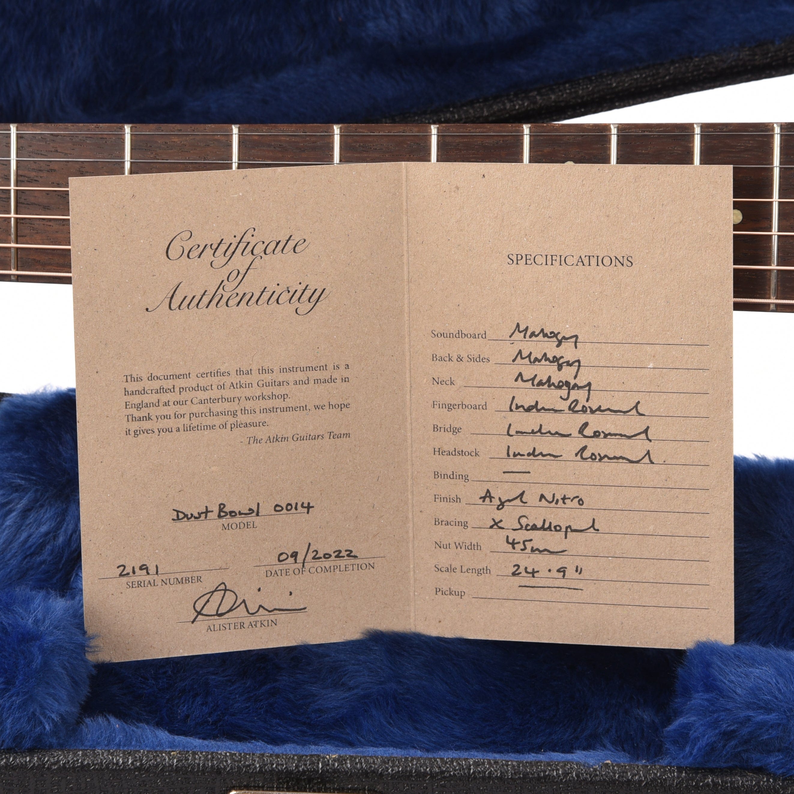 Atkin Dust Bowl 00 Mahogany Natural Acoustic Guitars / OM and Auditorium