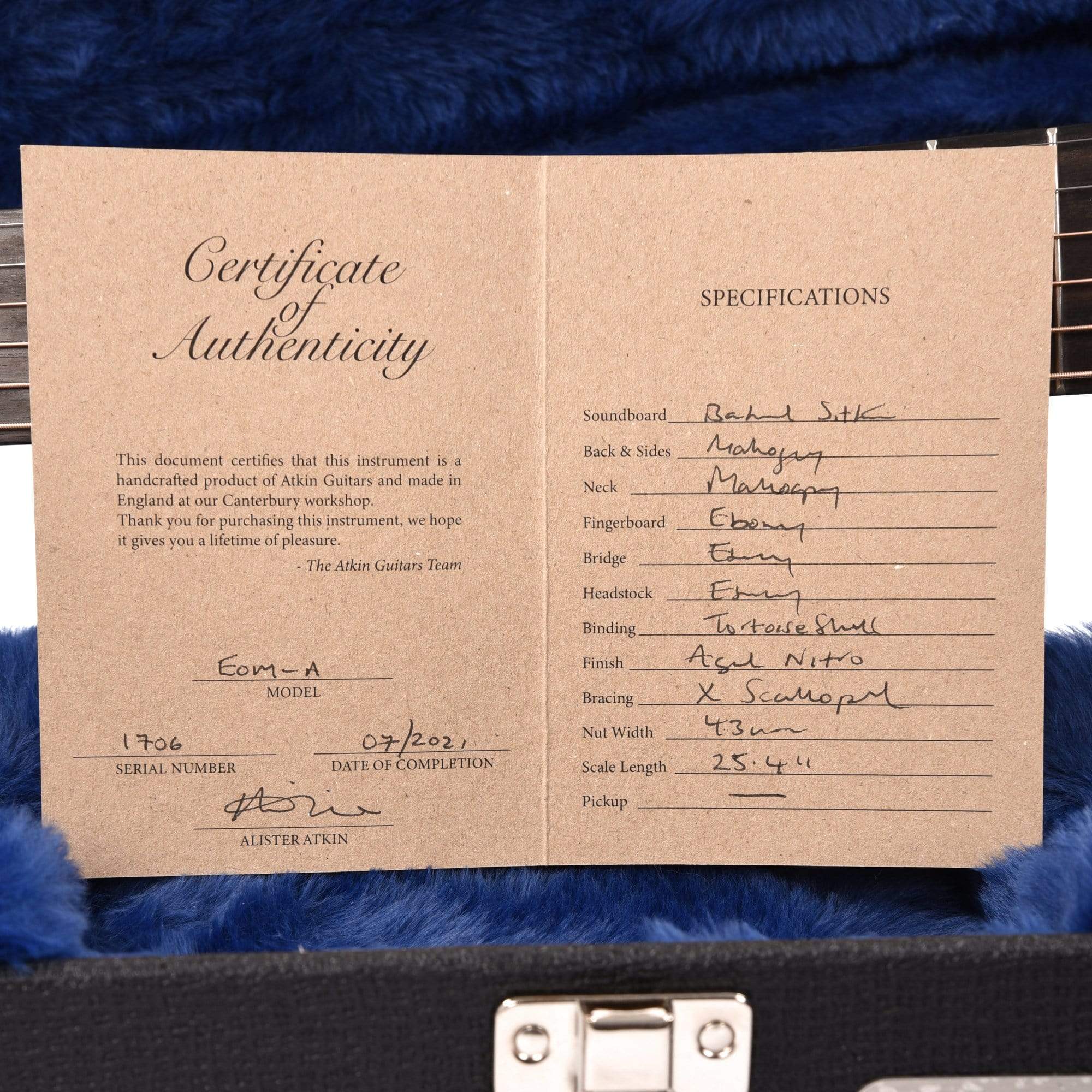 Atkin Essential OM Aged Baked Sitka/Mahogany Natural Acoustic Guitars / OM and Auditorium