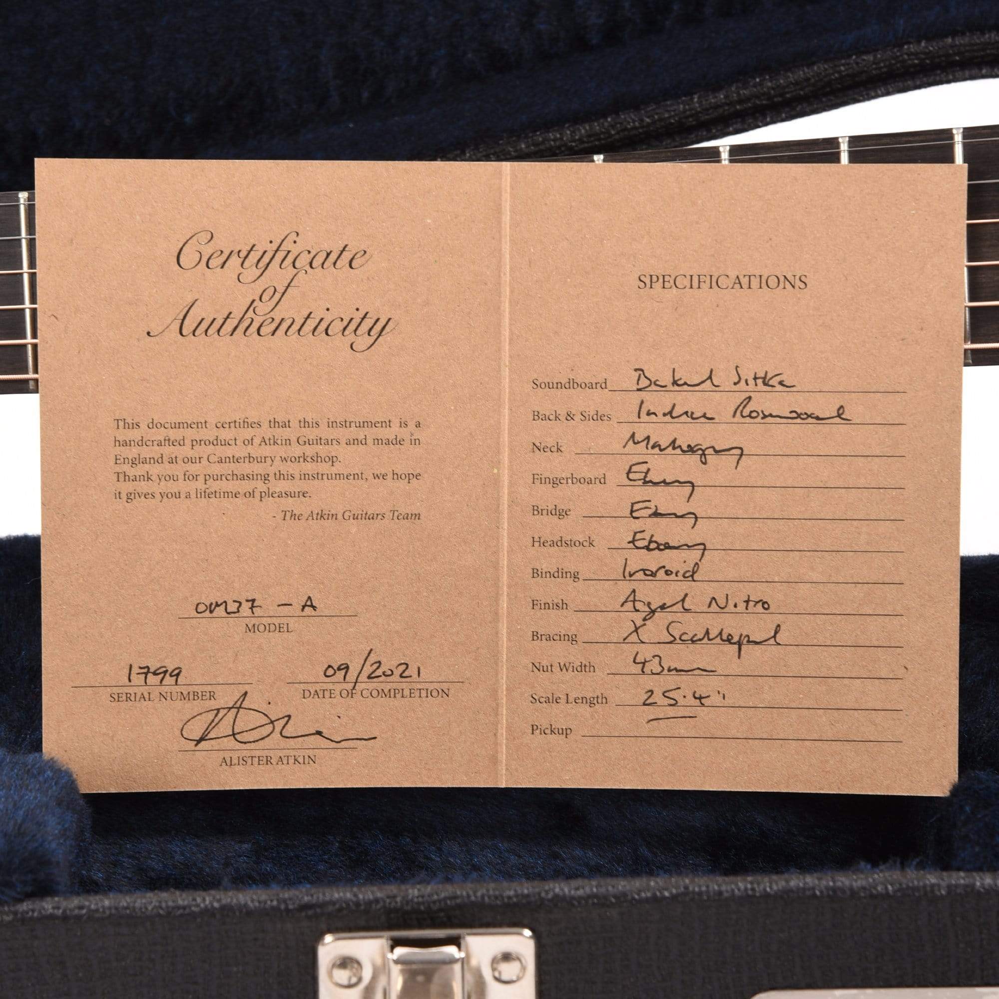 Atkin OM37 Aged Baked Sitka/Rosewood Natural Acoustic Guitars / OM and Auditorium