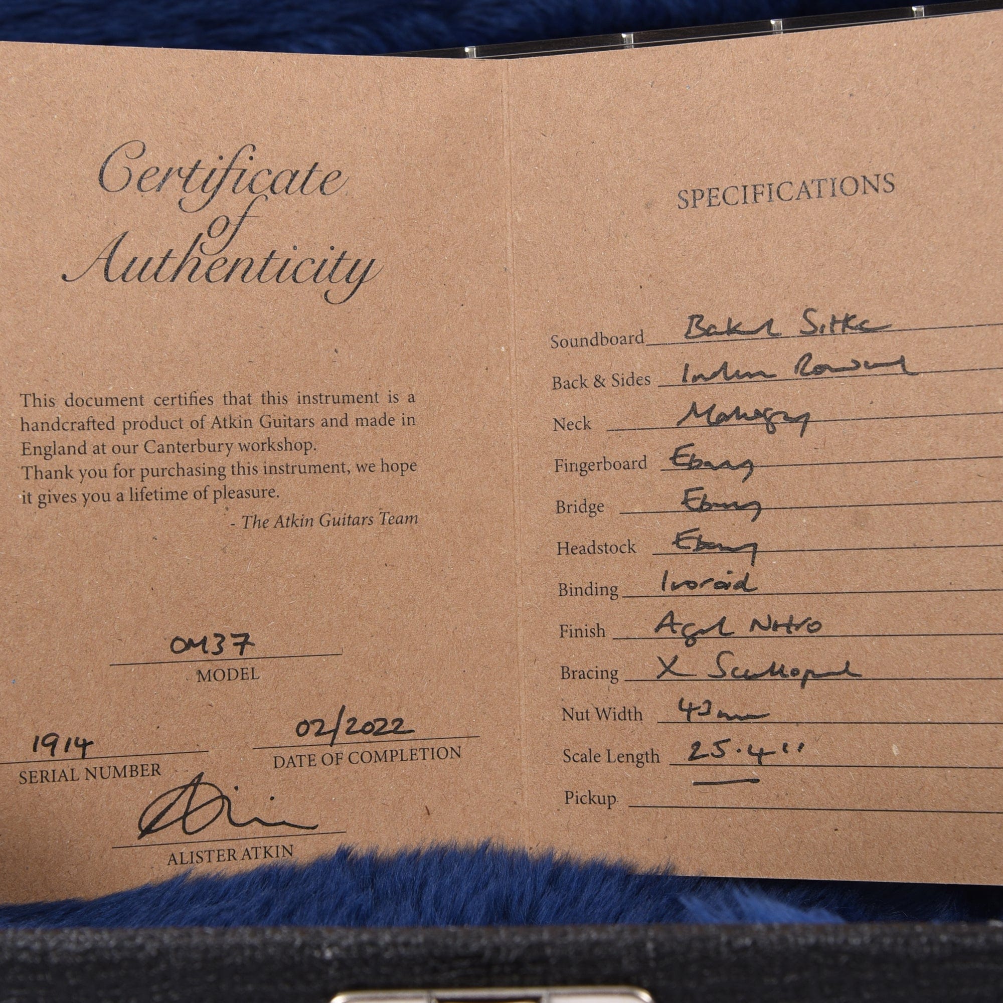 Atkin OM37 Aged Baked Sitka/Rosewood Natural Acoustic Guitars / OM and Auditorium